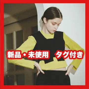 [새상품 미사용] pinue 자카드 니트탑 라임그린