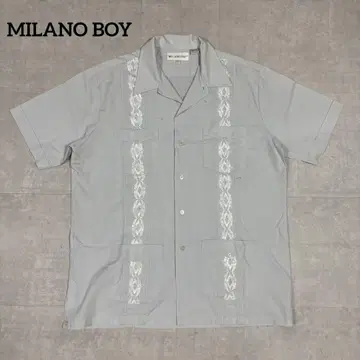 MILANO BOY 쿠바 셔츠 반팔 자수 라인 4 포켓 L 사이즈