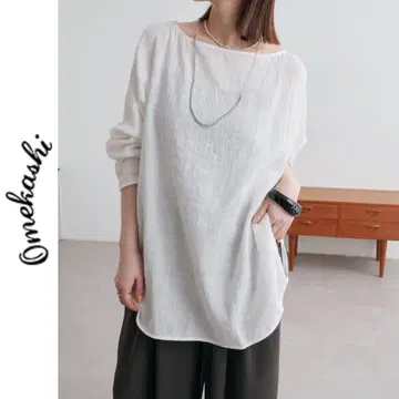 새상품 Omekashi 린넨 거즈 T 블라우스 오메카시 화이트