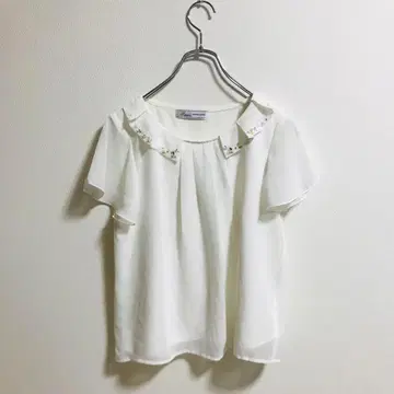 Meru's 화이트 상의 프렌치 슬리브 비쥬 M 사이즈 폴리에스테르