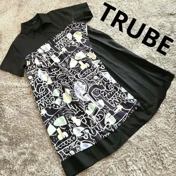레어 TRUBE 아트 그래픽 반팔 셔츠 원피스 빅 사이즈