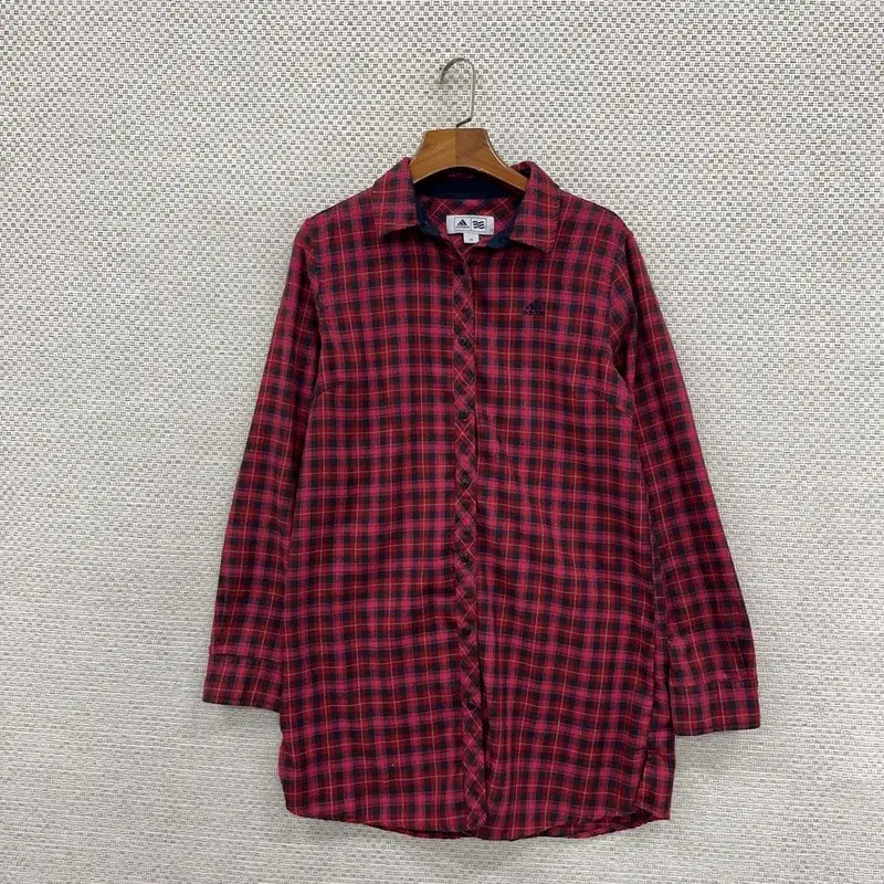 아디다스 골프 자수로고 체크 롱 셔츠 95 D00518