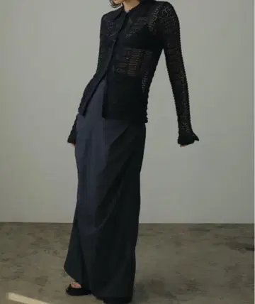 anuke 안누크 Mix Knit Shirts 니트 셔츠 네이비