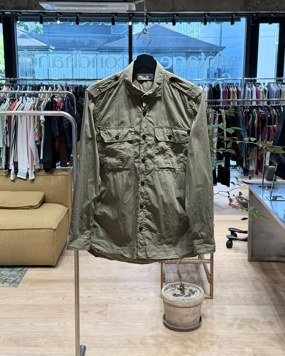 Stone Island Khaki Two-Pocket Cotton Jacket