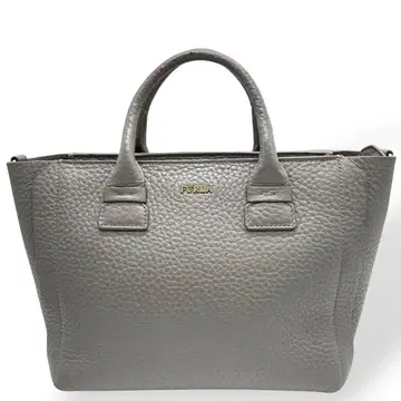 새상품급 FURLA 훌라 핸드백 가죽 그레이 자립 주름 가죽