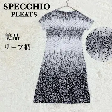 새상품급 스페치오 SPECCHIO 리프 무늬 플리츠 원피스 스트레치