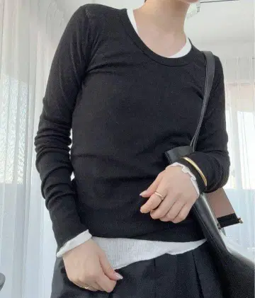 새상품급 Plage wisper rib long 티셔츠 블랙 시어
