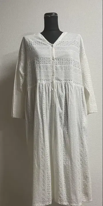 인도 면 겉옷 오가닉 화이트 레이스 롱 원피스 메모와르