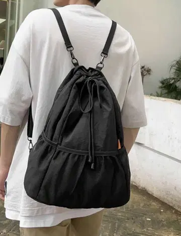캐주얼 블랙 드로우 스트링 백팩