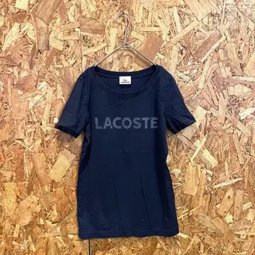 LACOSTE 라코스테 반팔 티셔츠 로고 프린트 네이비 여성용 38
