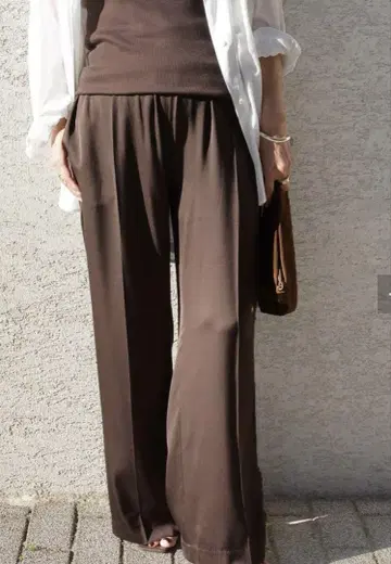 Deuxieme Classe SILK SATIN 이지 팬츠 브라운