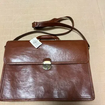 빈티지 rinbow duck 비즈니스 백 천연 가죽 브라운