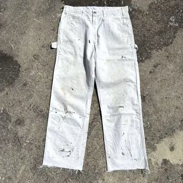 Dickies 페인터 팬츠 화이트 W34 컷오프