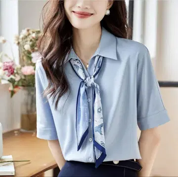 블라우스 블루 리본