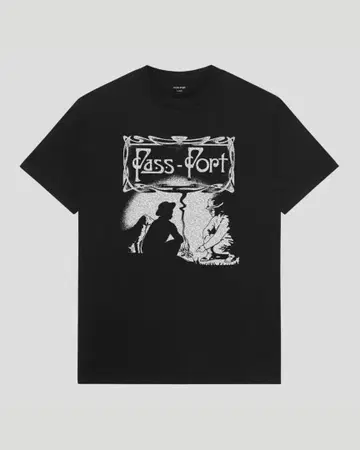 passport plume tee 패스포트 티셔츠 블랙 M 사이즈