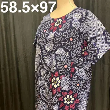 1396 [목화 아리마츠 시보리 유카타] 기모노 리메이크 롱 원피스