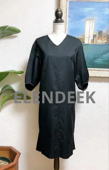 엘렌딕 백 플리츠 원피스 블랙 절개 샘플