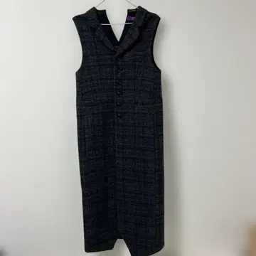 Y's TAKESHI KOSAKA 울 혼방 체크 무늬 슬리브리스 베스트