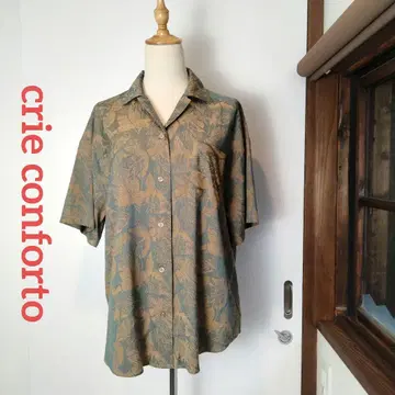crie conforto 크리 콘포토 리프 자카드 셔츠