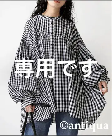 안티카 블라우스 깅엄 체크