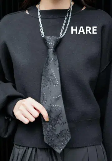 HARE 하레 넥타이 목걸이 액세서리 블랙