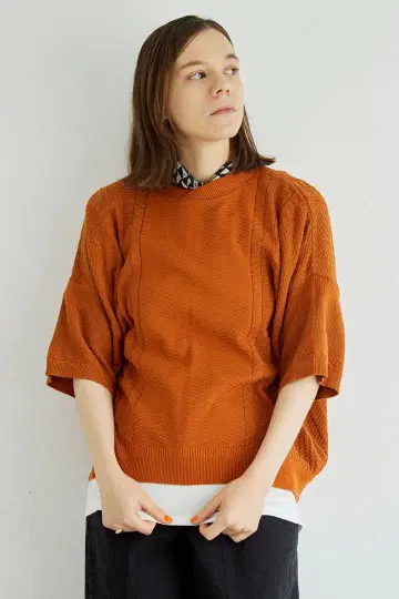 YASHIKI Nagisa Knit 반팔 니트 피케 셔츠