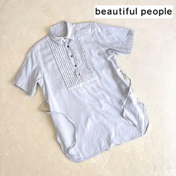 beautiful people 코튼 반팔 셔츠 블라우스 핀턱 셔츠