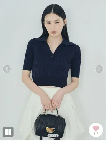 프레이 아이디 오픈 카라 폴로 니트 리브 니트