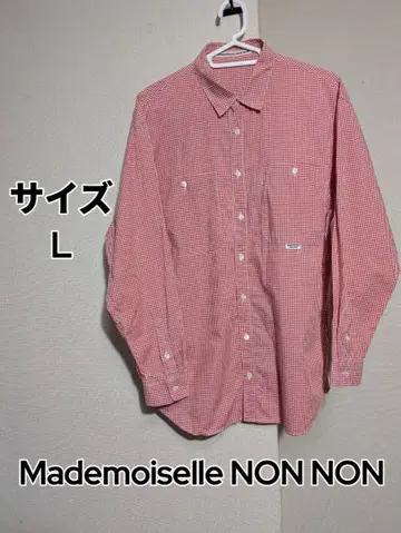Mademoiselle NON NON 체크 무늬 긴팔 셔츠 L I-30