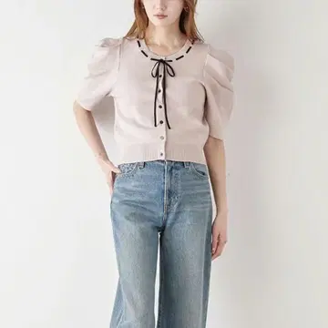 SNIDEL [USAGI ONLINE 한정] 바이컬러 리본 가디건