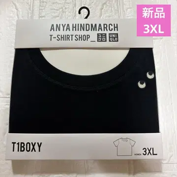 새상품 3XL 유니클로 안야 힌드마치 박스 티셔츠 블랙 검정