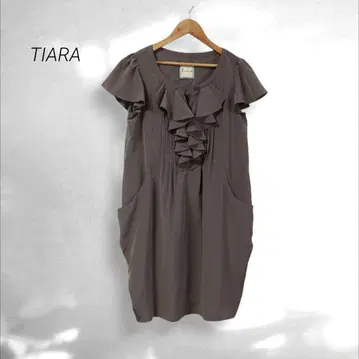 [TIARA] 빈티지 실크 터치 데신 프론트 프릴 원피스 M