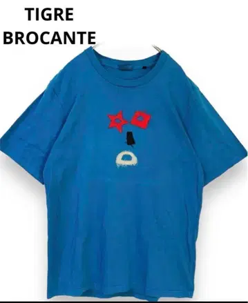 TIGRE BROCANTE 남성용 티셔츠 블루 반팔 M 사이즈 일본제