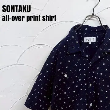 MARU SO SONTAKU/손타쿠 별 달 올 패턴 반팔 셔츠