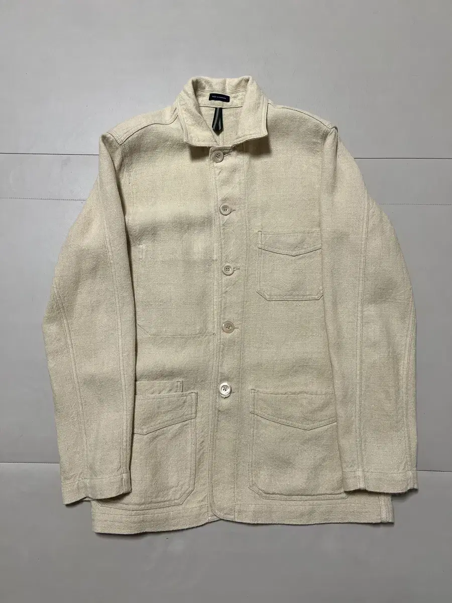 Drake's Ecru Heavy Linen Chore Jacket 38