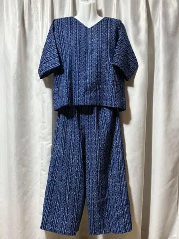 남자용 유카타 리메이크 반팔 티셔츠 가우초 팬츠 셋업 핸드메이드