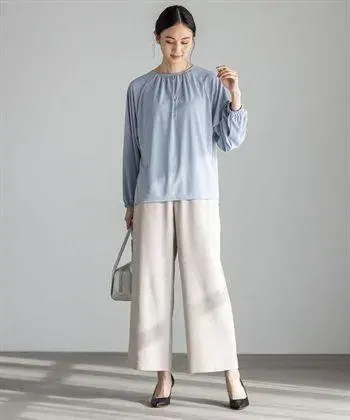 새상품 린넨 라이크 와이드 팬츠 (베이지-67cm)