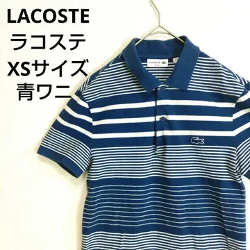 LACOSTE 라코스테 파란 악어 보더 반팔 피케 셔츠 XS