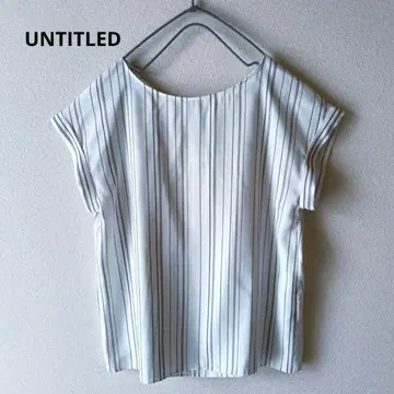UNTITLED 블라우스 프렌치 슬리브 스트라이프 고급 화이트