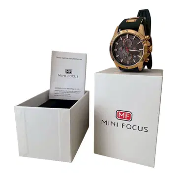 MINI FOCUS 골드 블랙 러버 벨트 시계