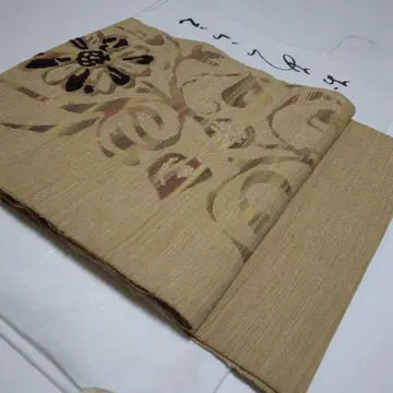 여름 명주 자수 베이지 계열 단후쿠로 오비