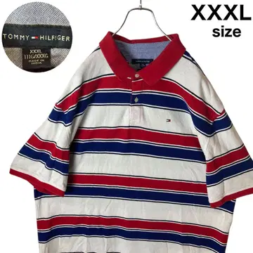 타미힐피거 멀티 보더 x 자수 플래그 로고 피케 셔츠 XXXL 사이즈