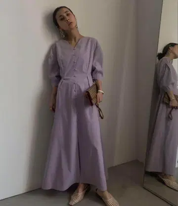 [새상품급] 아메리빈티지 라벤더 반팔 셔츠 원피스