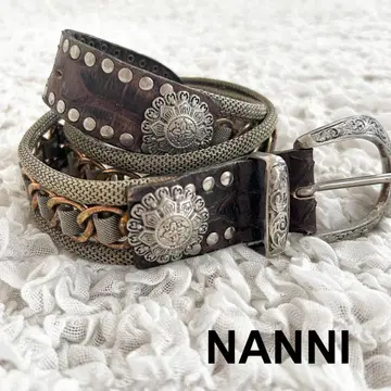 NANNI 메쉬 벨트 가죽 체인 스터드 콘초 이탈리아제
