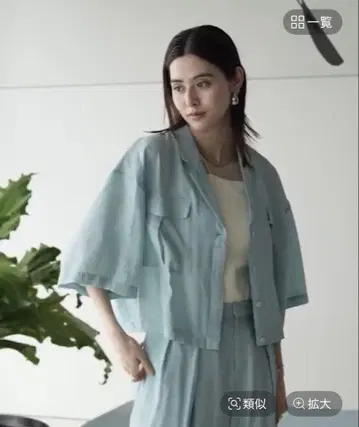 렙심 오픈 카라 5부 소매 셔츠 자켓