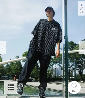 SEE SEE SUPER BIG ROUND SS TEE 보더 L 사이즈