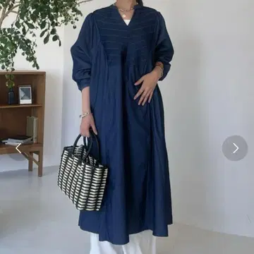 앤디 콜 네이비 긴팔 셔츠 원피스