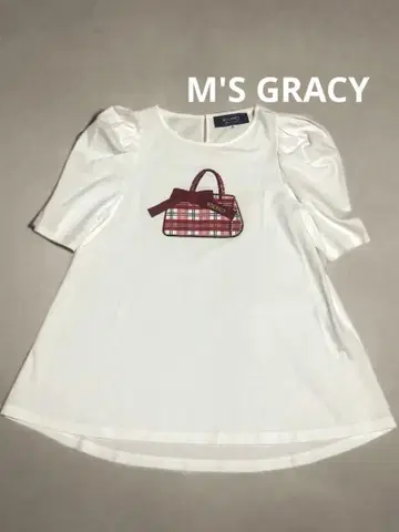 M'S GRACY 반팔 티셔츠 퍼프 슬리브 빨간색 백 스팽글 38