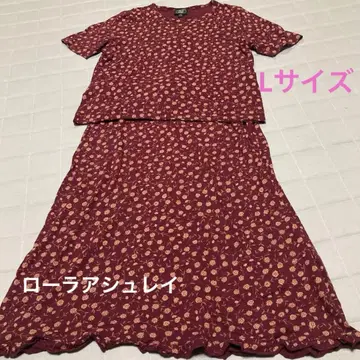 로라 애슐리 꽃무늬 코튼 셋업 와인 레드 L 사이즈