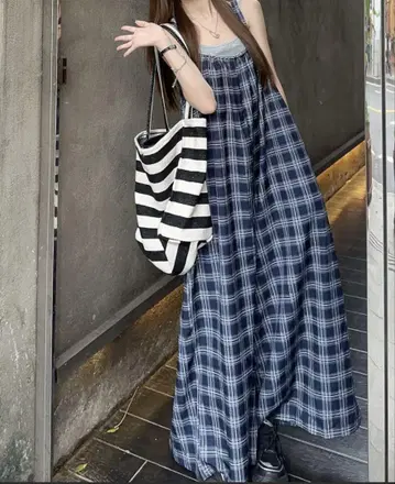 체크 무늬 볼륨 살로펫